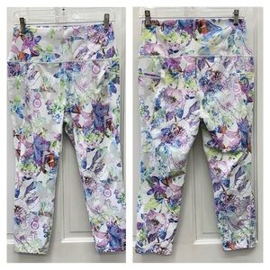 RBX floral print‎ athletic leggings with side pockets women large